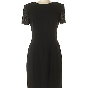 Donna Morgan black cocktail dress with beaded sleeves